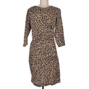Sea New York Sheath Dress Womens sz 6 Brown Leopard Silk Ruched Designer Luxury